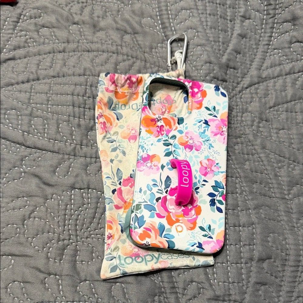 Loopy Case Floral Design with Pink Loop for IPhone 13Pro-Max (Righty)